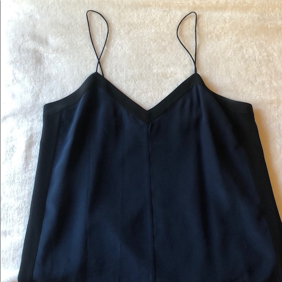 Navy Blue & Black Spaghetti Strap Blouse - Picture 1 of 5